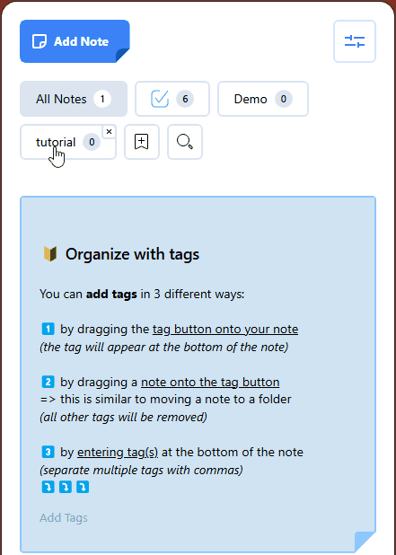 Image explaining how add a tag using the first method